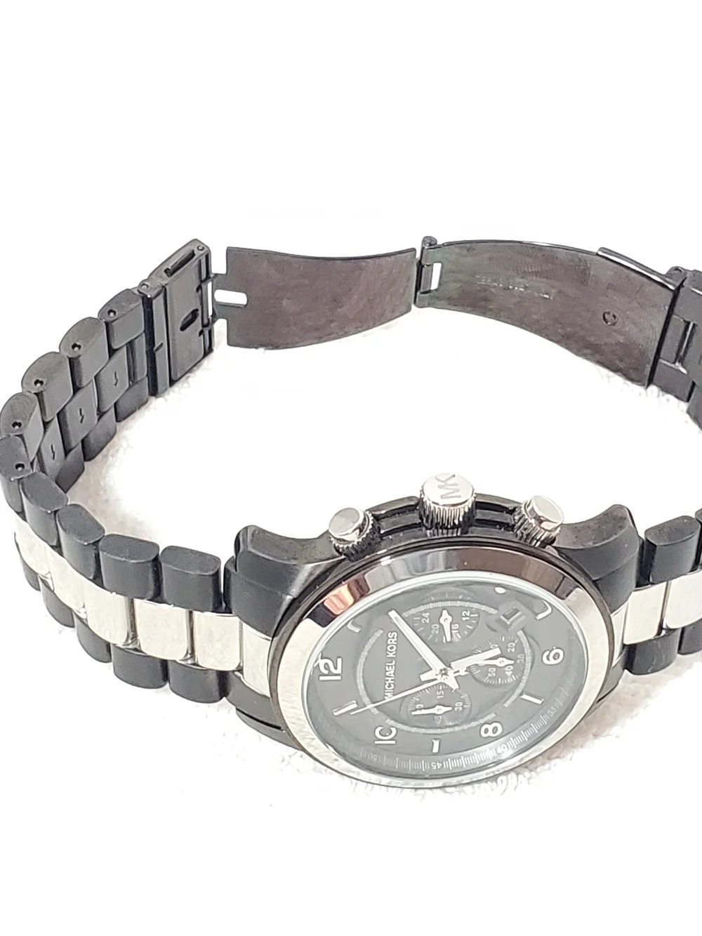 Michael Kors Men’s Chronograph Date Quartz Watch Black Silver Stainless Steel